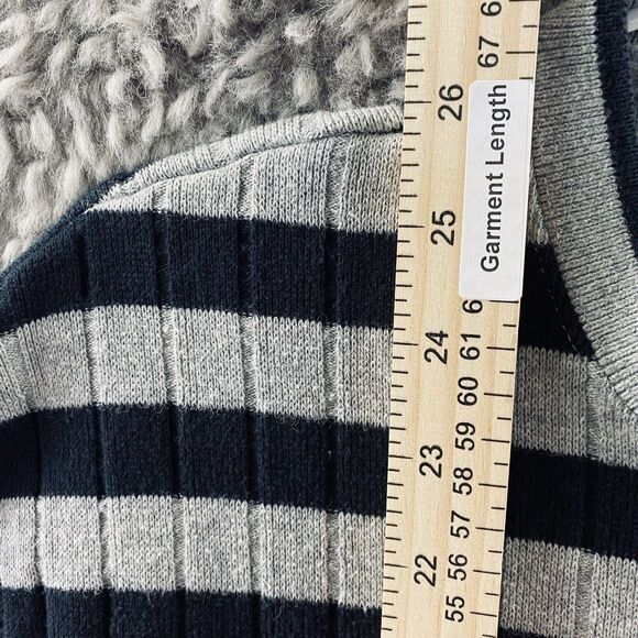 DKNY Jeans Men's Sweater Long Sleeve Black Grey Stripe Medium - Picture 10 of 12